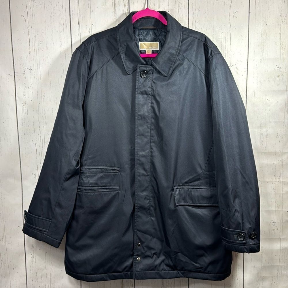 Michael Michael Kors Black Long Trench Coat XL Water Resistant Classic Jacket